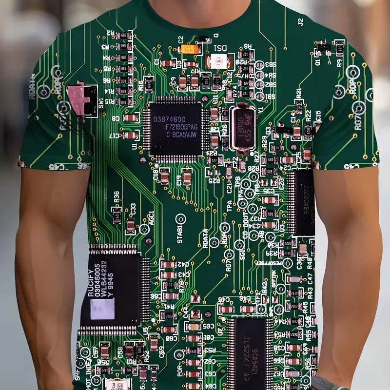 Cyberpunk Matrix 3D Circuit Board Summer T-Shirt
