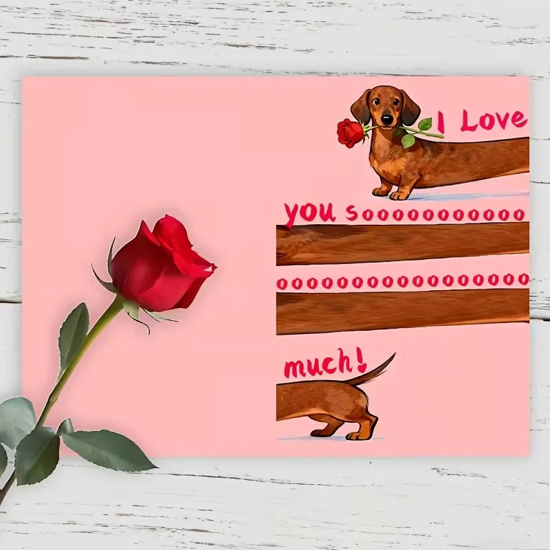 Extra-Long I Love You So Much Dachshund Romantic Greeting Card
