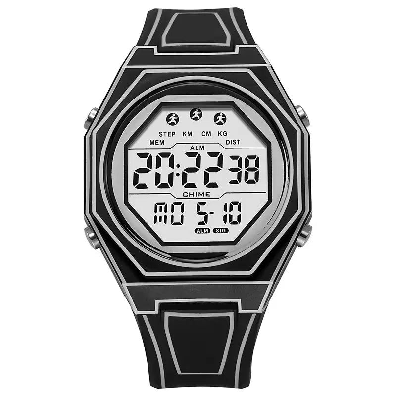 Cyberpunk Cel-Shaded Monochrome Digital Watch