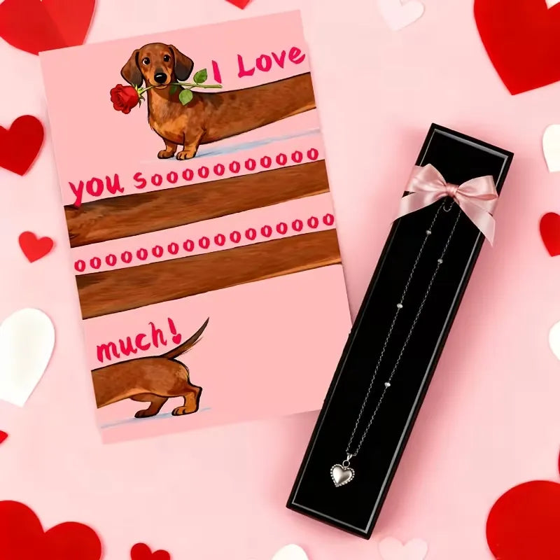 Extra-Long I Love You So Much Dachshund Romantic Greeting Card