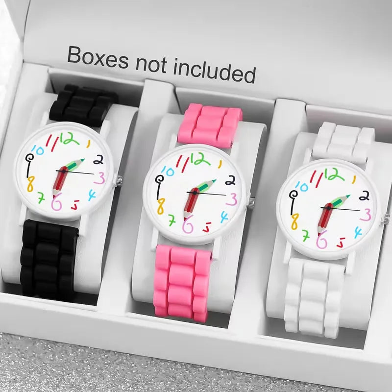 Whimsical Doodle Palette Pencil Pointer Quartz Watch