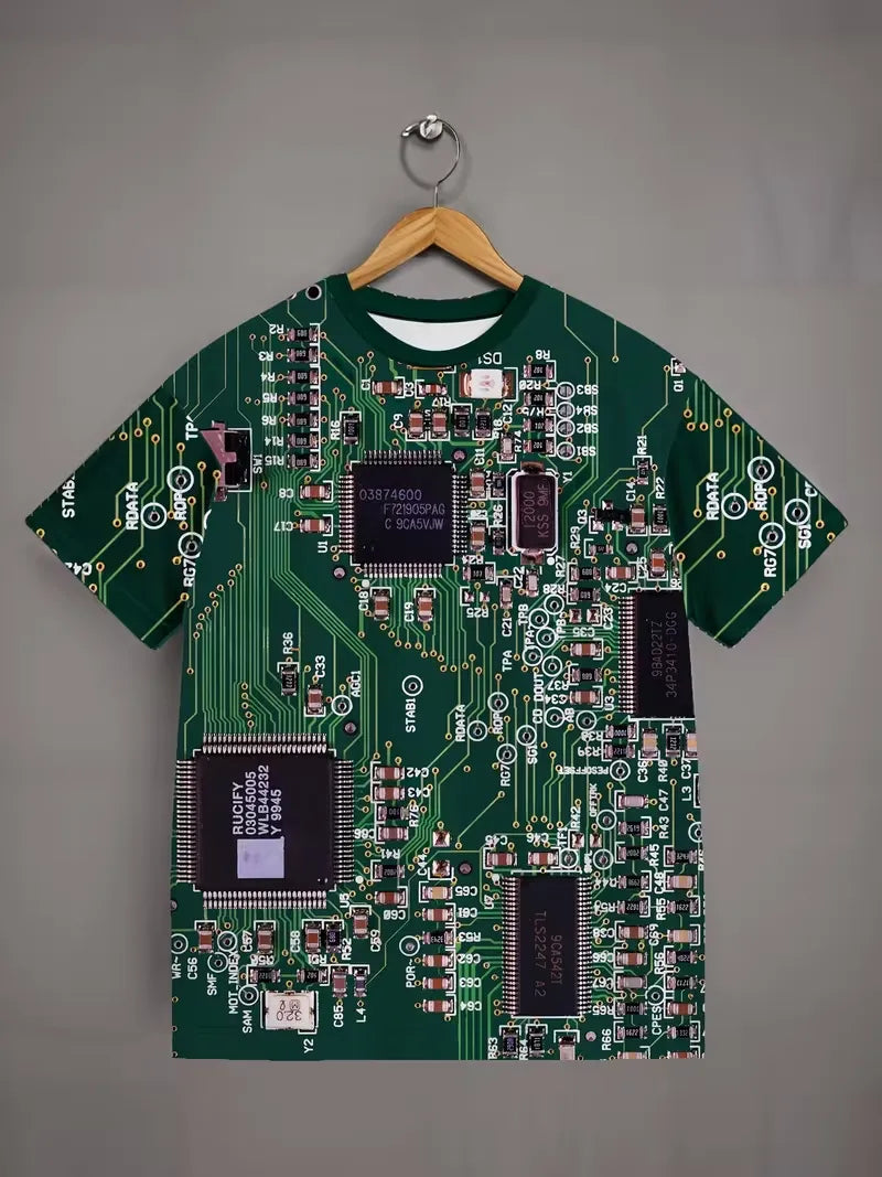 Cyberpunk Matrix 3D Circuit Board Summer T-Shirt