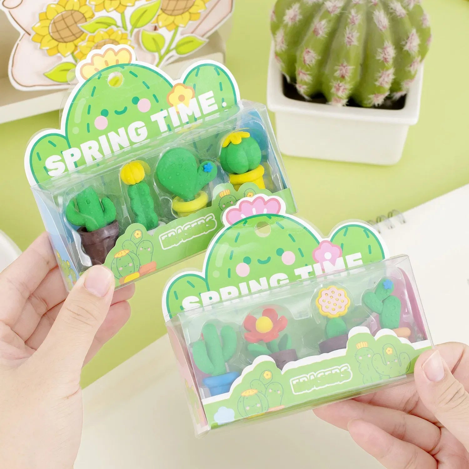 Creative Potted Cactus Eraser (Set of 4)