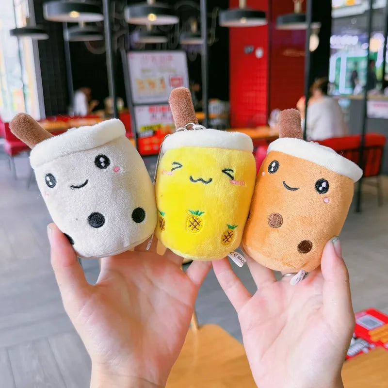 Porte-clés en peluche Boba Milk Tea (lot de 4) 