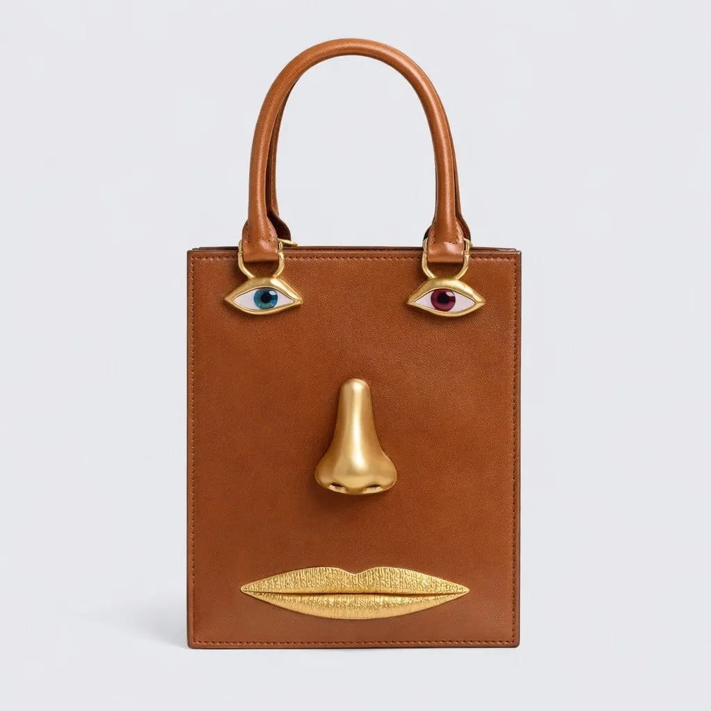 Surrealist Visage Premium Abstract Handbag