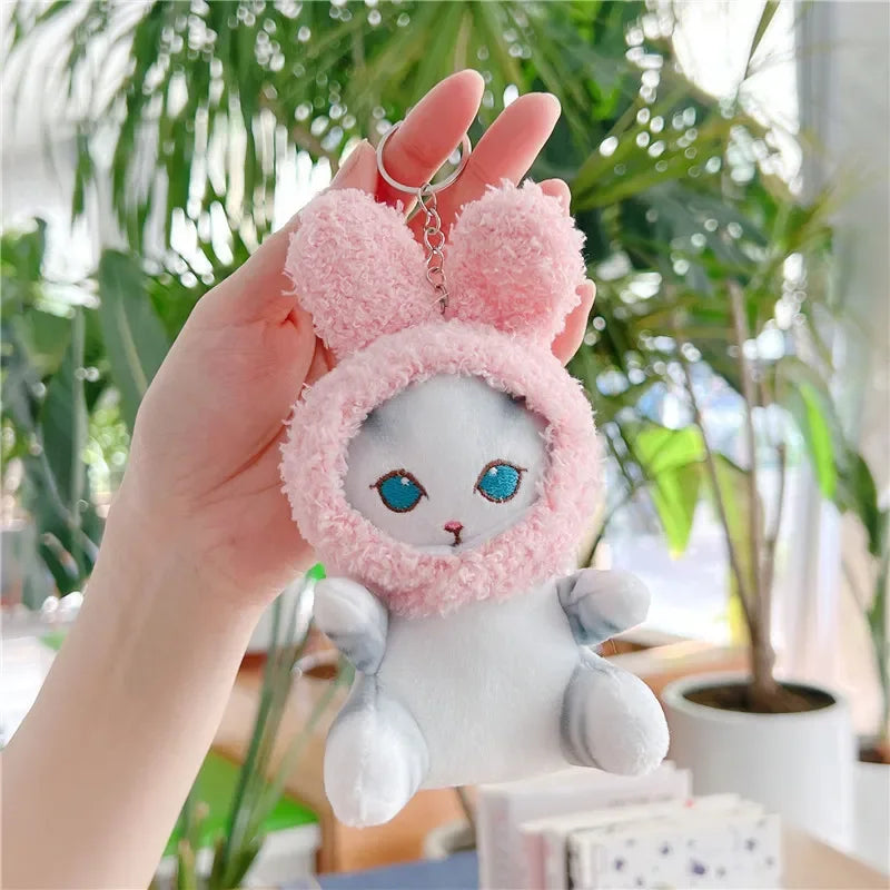 Mofusand Fuzzy Bunny Plush Keychain