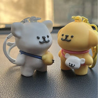 Cute Line Puppies Couple Keychain