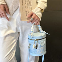Jacquard Petal Cylinder Pouch Handbag