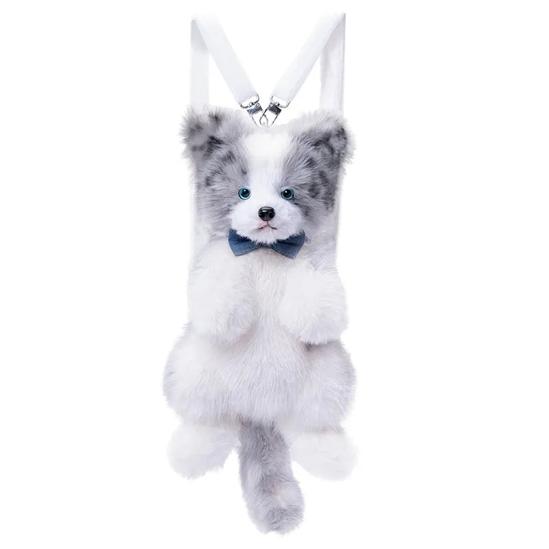 Realistic Border Collie Wearable Plush Backpack