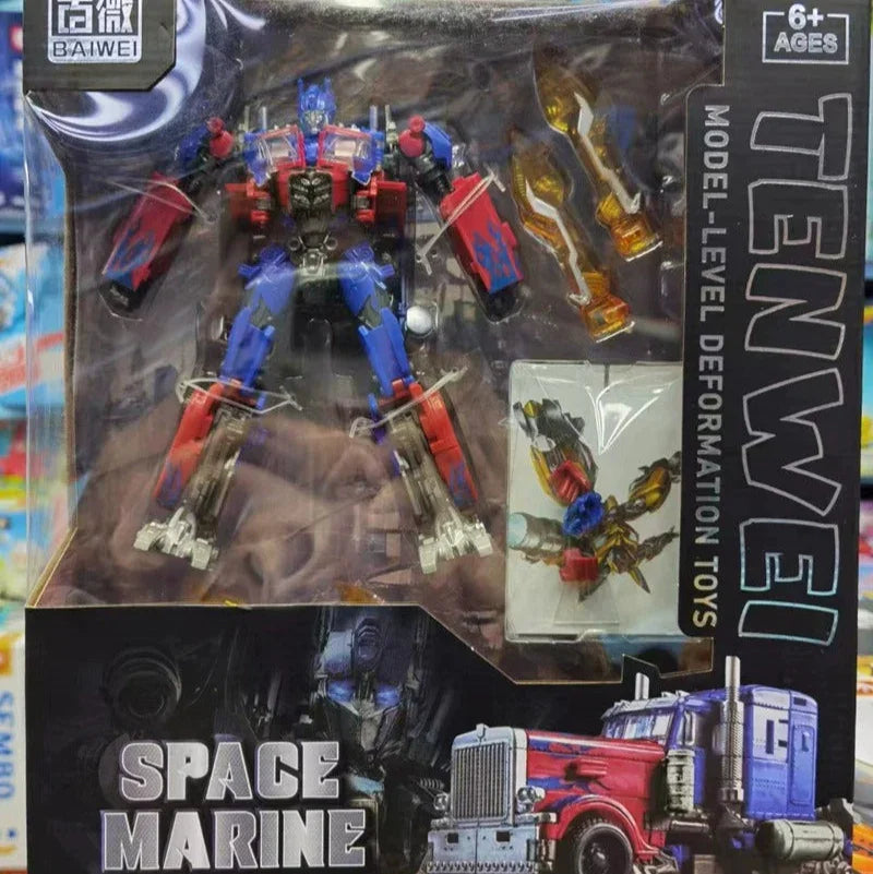 Toy package of a space marine model with 'TENWEI' branding on a colorful background.