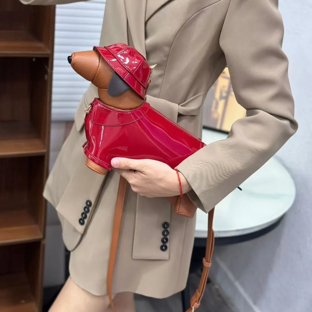 Berry-Sweet Raincoat Dachshund Crossbody Bag