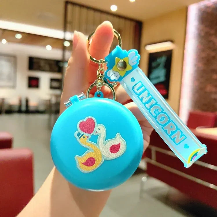 Swan Luxe Glitter Mirror Keychain