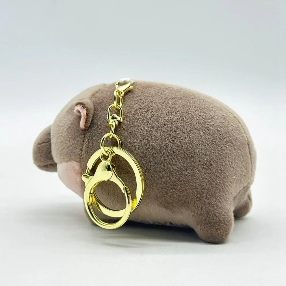Moo Deng Pygmy Hippo Plush Keychain