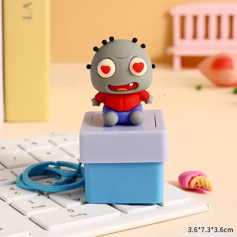Heart-Eyes Zombie Imp Interactive Fidget Keychain