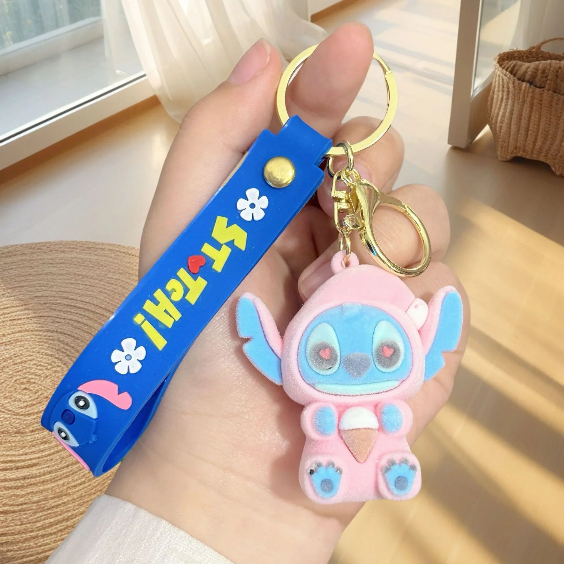 Stitch Snack Attack Flocked Keychain