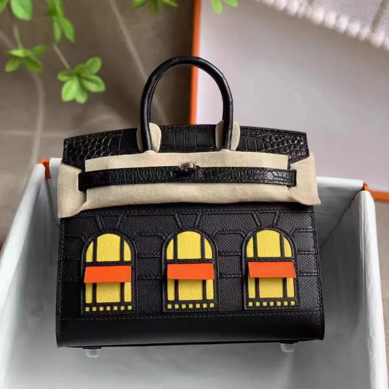 BRKN Façade Genuine Leather Architectural Kelly Bag