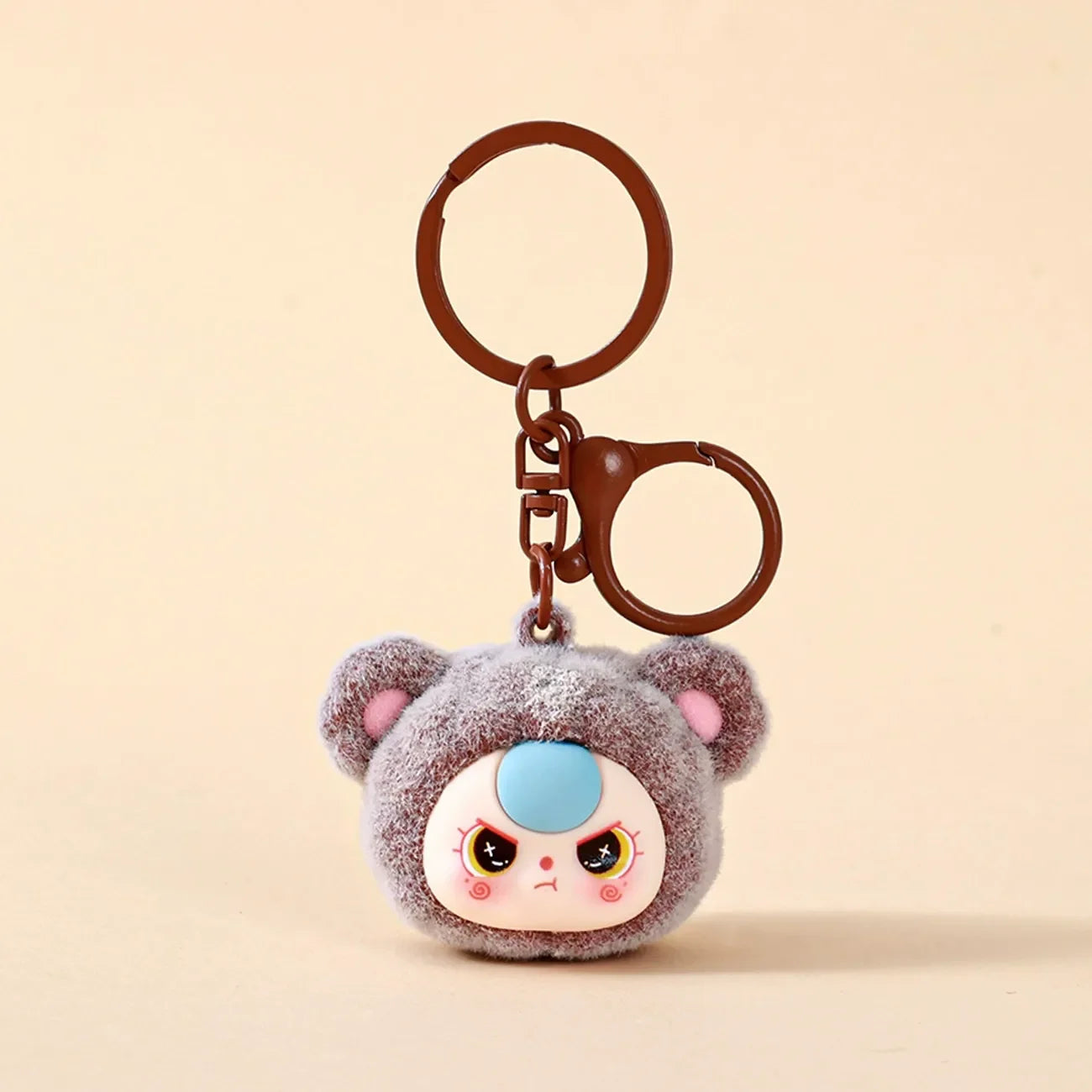 Baby Three Head Flocked Keychain