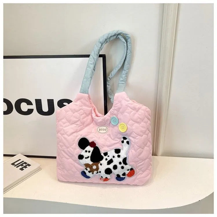 Pastel Puppy Patch Quilted Tote Bag