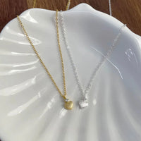 Brushed Peach Heart Minimalist Necklace