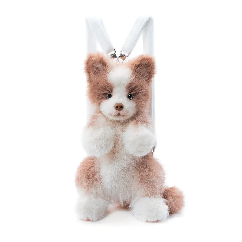 Realistic Border Collie Wearable Plush Backpack