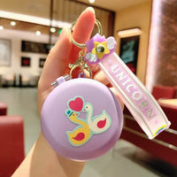 Swan Luxe Glitter Mirror Keychain