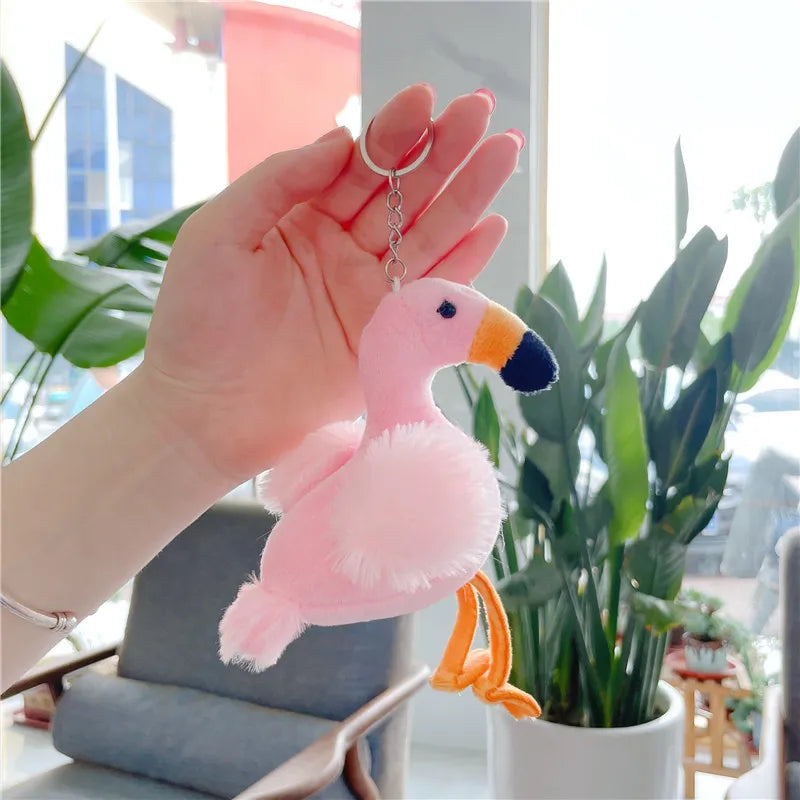 Flamingo Soft Feathers Plush Keychain