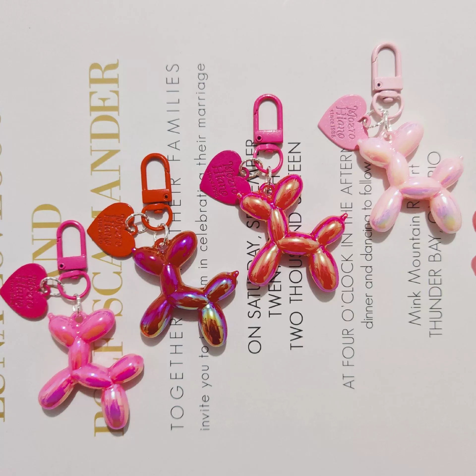Balloon Heart Punk Dog Keychain