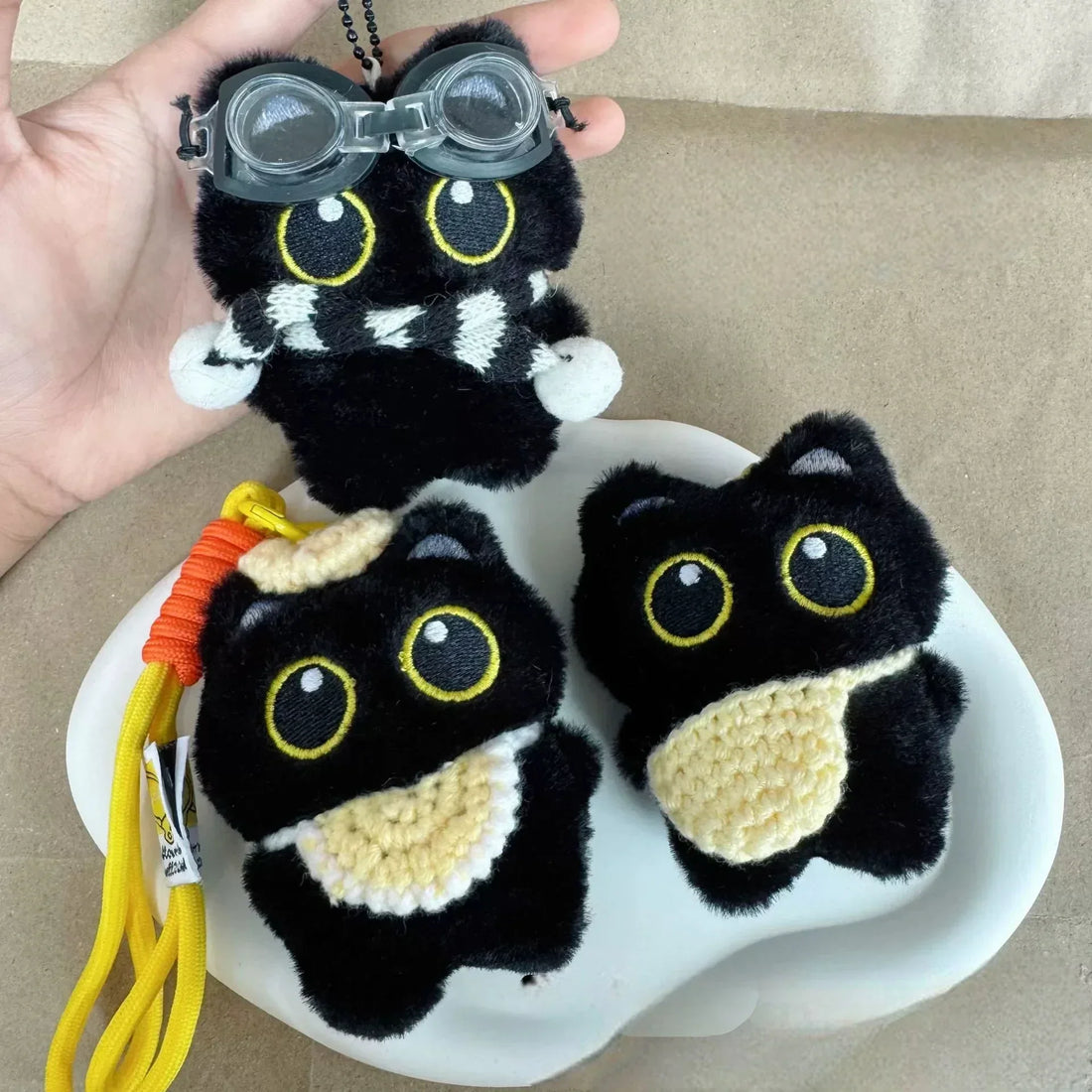 Black Hero Cat Plush Keychain
