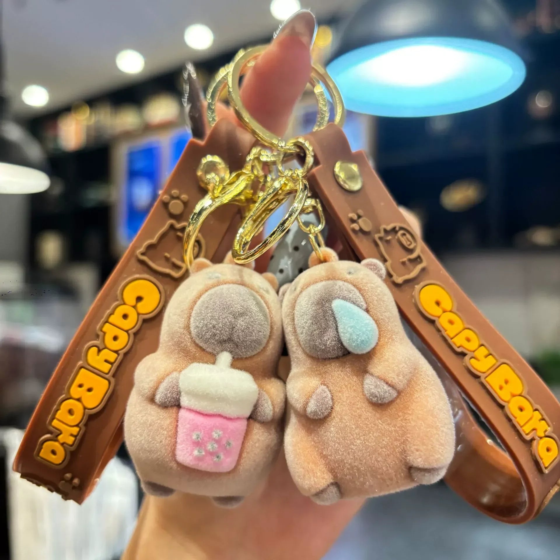 Zen Calm Capybara Flocked Keychain