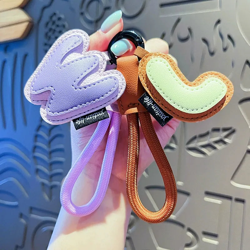 Signature Style Leather Letter Keychain