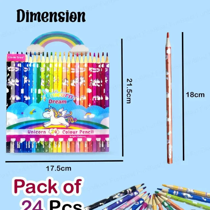 Unicorn Colour Pencil Set for Kids (24 Pcs)