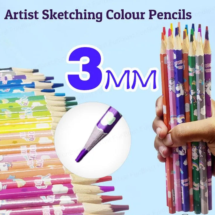 Unicorn Colour Pencil Set for Kids (24 Pcs)