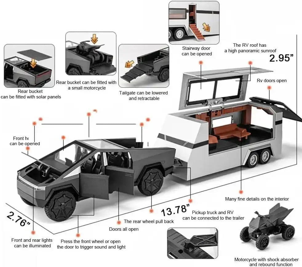 Tesla 1:32 Diecast 3-in-1 Pickup Truck