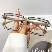 Retro Cyber-Block Decorative Glasses
