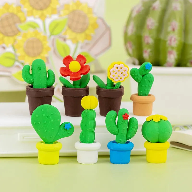 Creative Potted Cactus Eraser (Set of 4)
