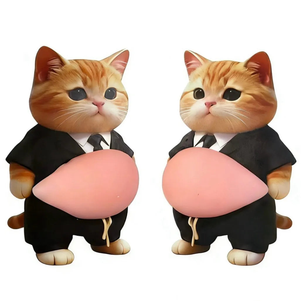 3D Chubby Boss Cat Belly Squishy Sticker