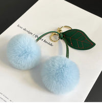 Fluffy Cherry Pom Pom Plush Keychain