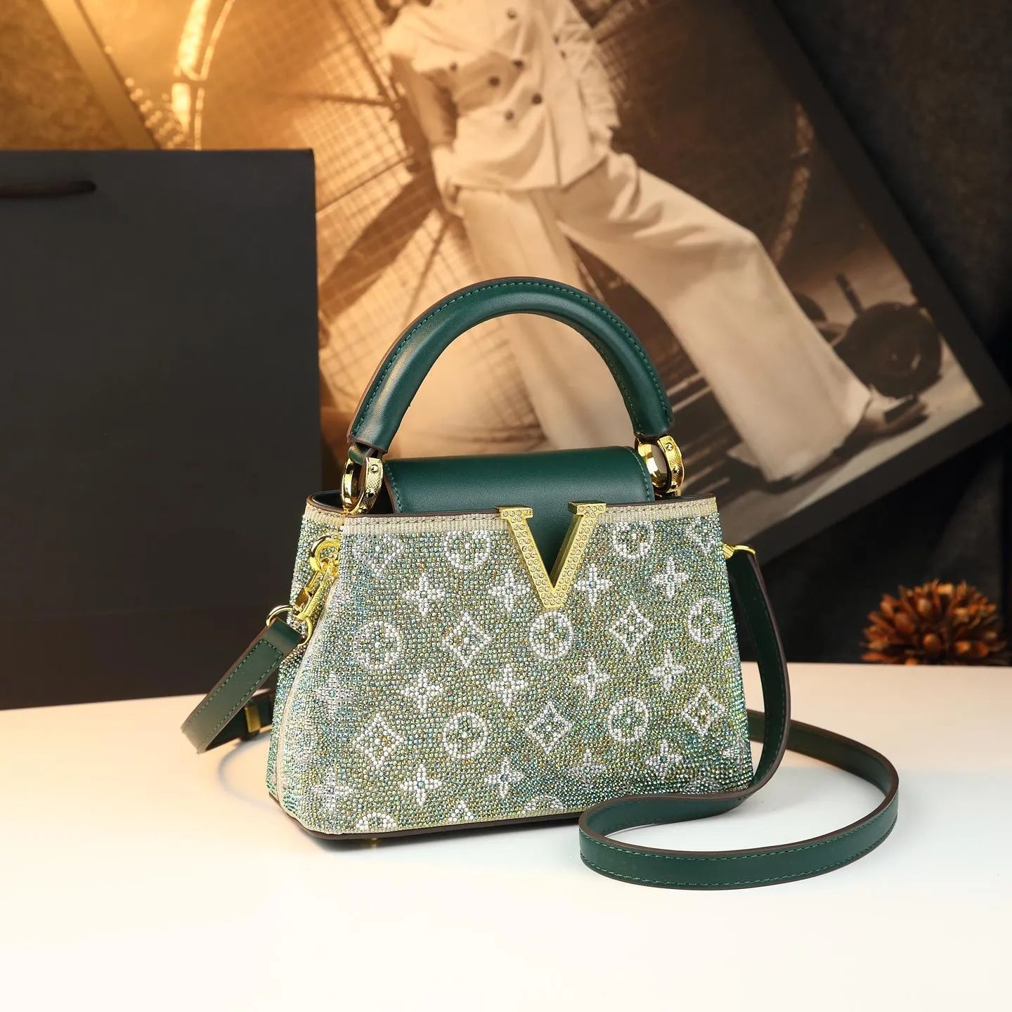 Prism Monogram Luxe Leather Satchel