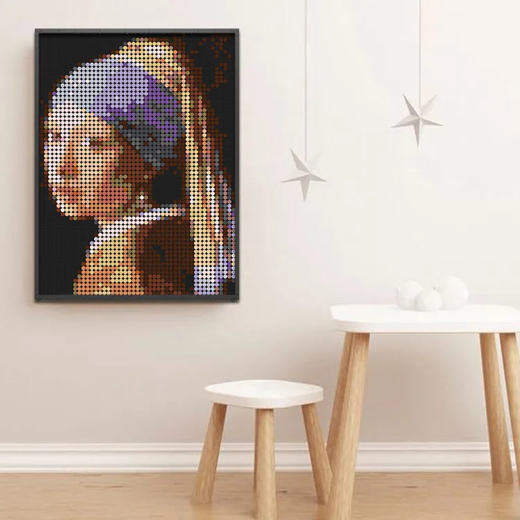 Girl with a Pearl Earring Pixel Art Blocks (3072 Pcs)