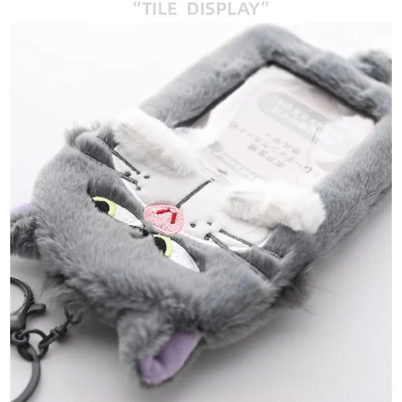 Grumpy Lucifer Cat Plush ID Keychain