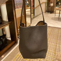 The Row Large-Capacity Pebbled Leather Bucket Bag