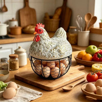 Ceramic Hen Egg Basket Storage Holder