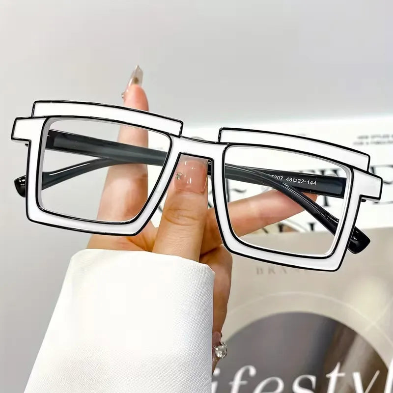 Retro Cyber-Block Decorative Glasses