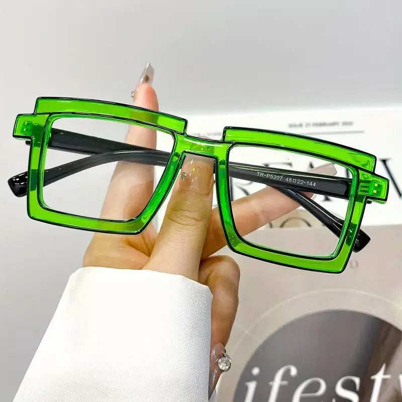 Retro Cyber-Block Decorative Glasses