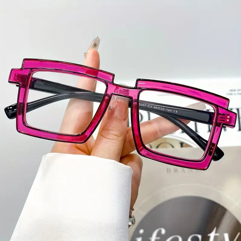 Retro Cyber-Block Decorative Glasses
