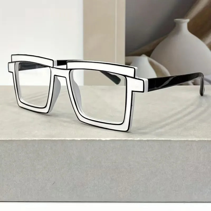 Retro Cyber-Block Decorative Glasses