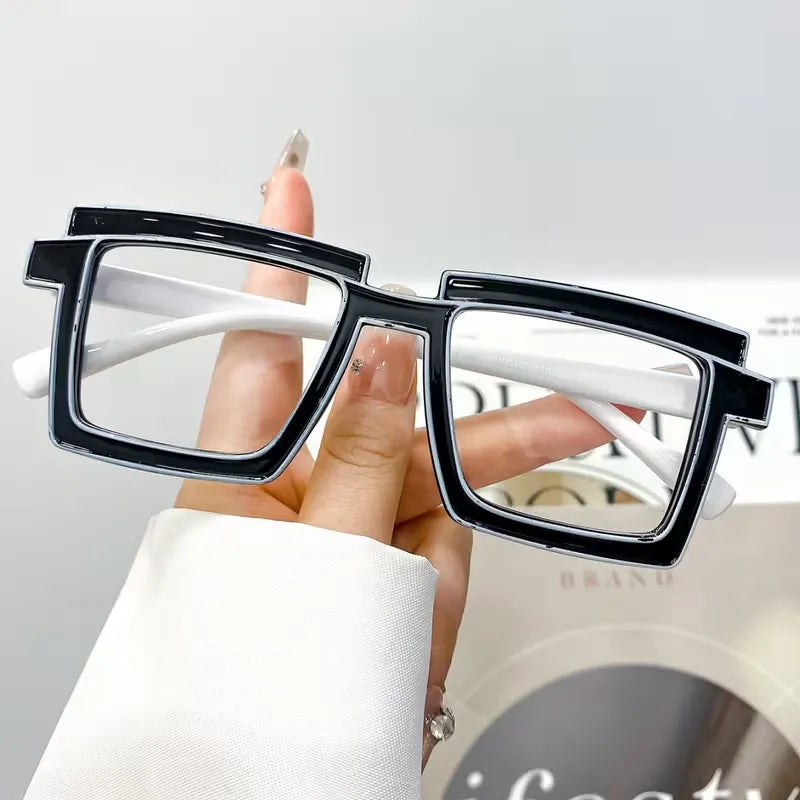 Retro Cyber-Block Decorative Glasses