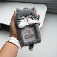 Grumpy Lucifer Cat Plush ID Keychain