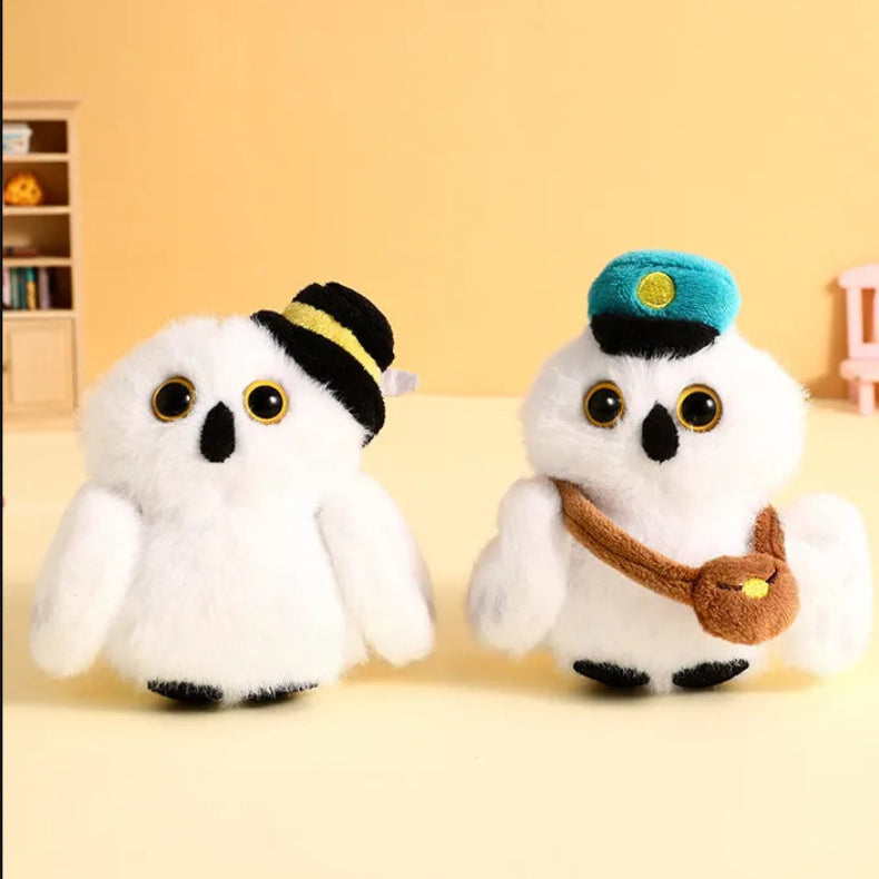 Snowy Sentinel Messenger Owl Keychain