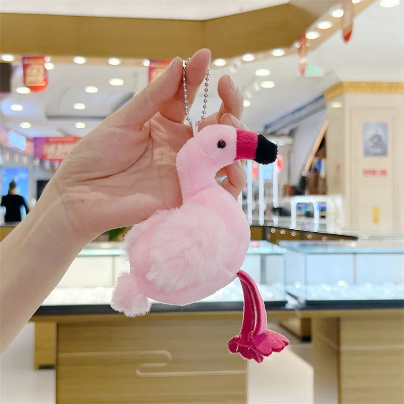 Flamingo Soft Feathers Plush Keychain